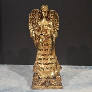 12" Bronze Colored‎ Angel Figurine "Angels Among Us" Religious Memorial Decor